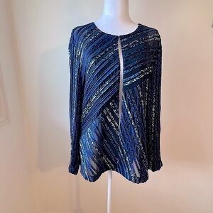 ✨Chico's Travelers Collection Sheer Open Cardigan Jacket Size 2 (L) Blue✨